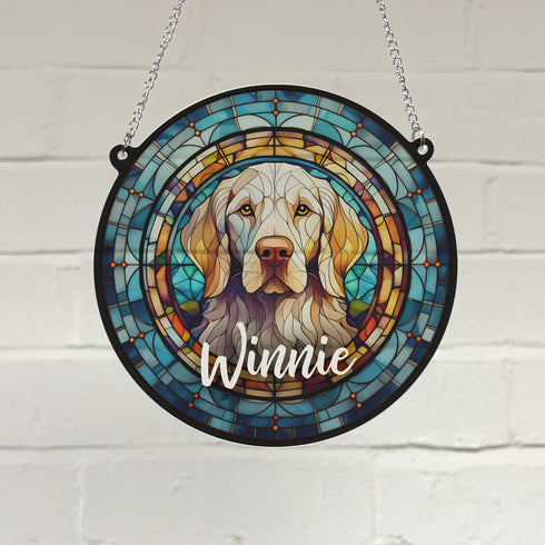 English Setter Personalised Stained Glass Effect Suncatcher